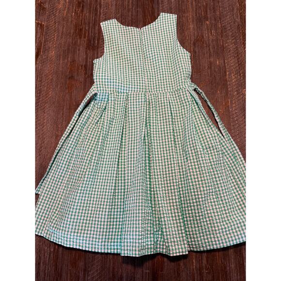 Bonnie Jean Girls Gingham Dress Green Pink Bow Size 14 Sleeveless Easter Spring - Picture 3 of 4